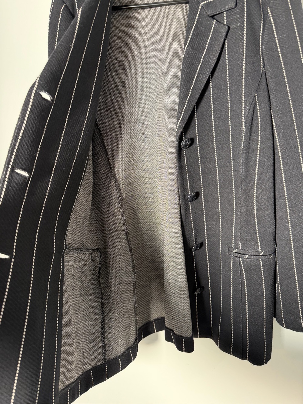 Italian Striped Tailored Black Women's Blazer Jacket - Picture 3 of 10